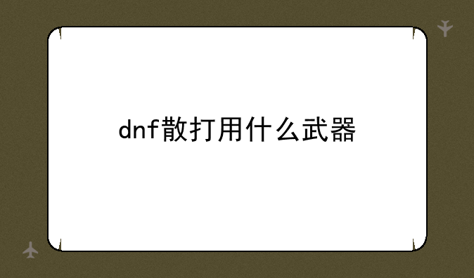 dnf散打用什么武器