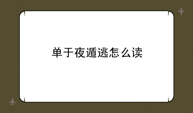 单于夜遁逃怎么读