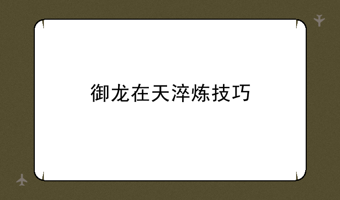 御龙在天淬炼技巧