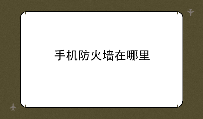 手机防火墙在哪里