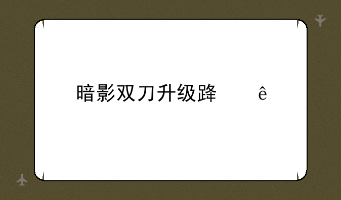 暗影双刀升级路线