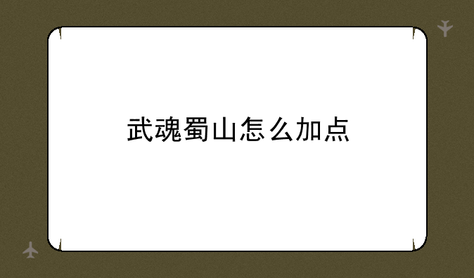 武魂蜀山怎么加点