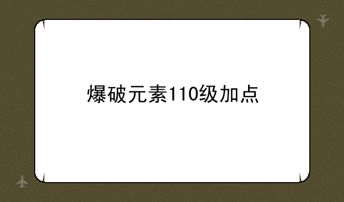 爆破元素110级加点
