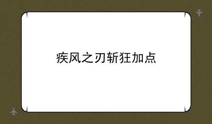疾风之刃斩狂加点