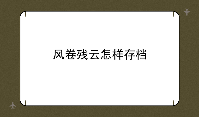 风卷残云怎样存档