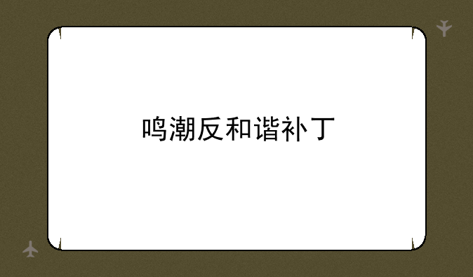 鸣潮反和谐补丁