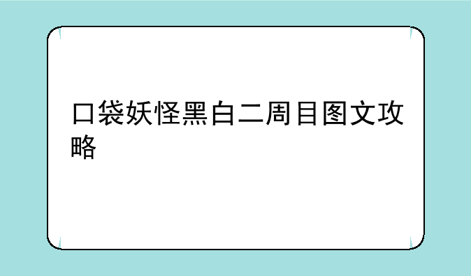 口袋妖怪黑白二周目图文攻略
