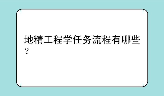 地精工程学任务流程有哪些？