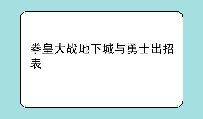 拳皇大战地下城与勇士出招表