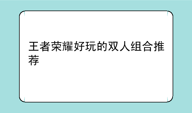 王者荣耀好玩的双人组合推荐