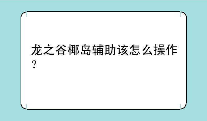 龙之谷椰岛辅助该怎么操作？