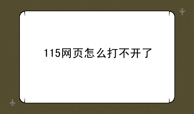 115网页怎么打不开了