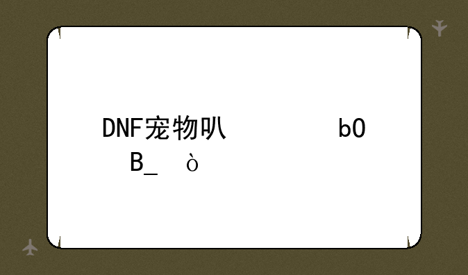 DNF宠物可以交易吗？