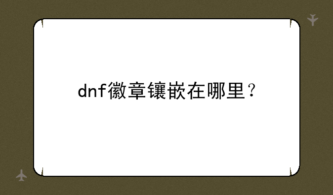 dnf徽章镶嵌在哪里？