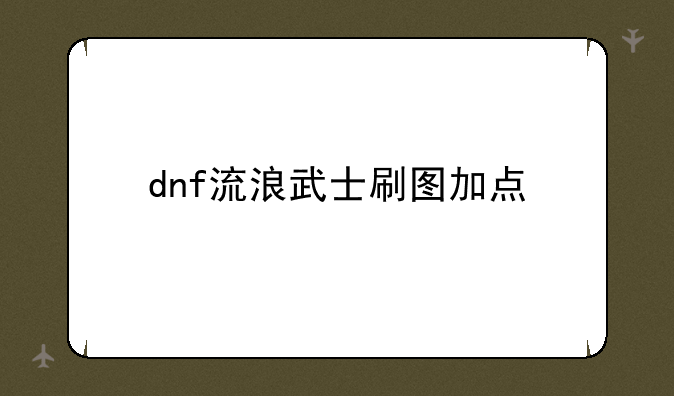 dnf流浪武士刷图加点