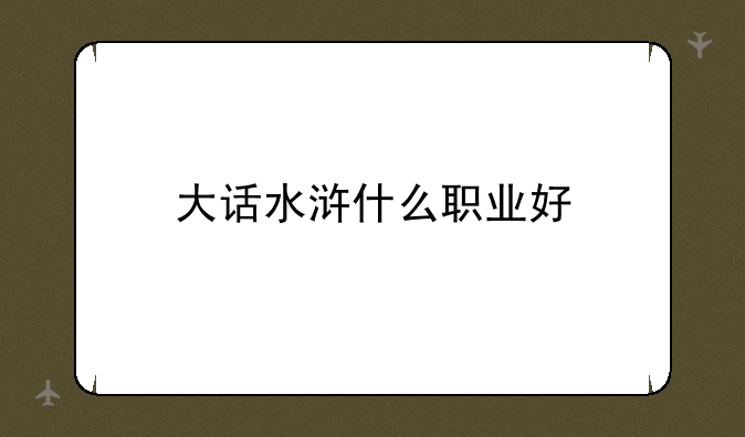 大话水浒什么职业好