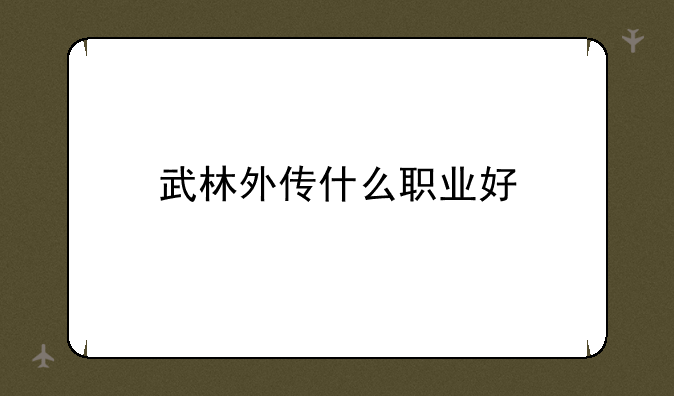 武林外传什么职业好