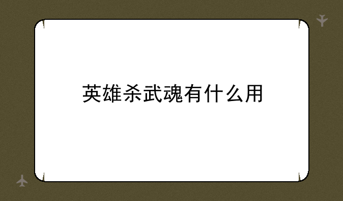 英雄杀武魂有什么用