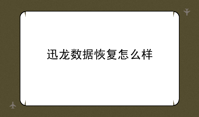 迅龙数据恢复怎么样