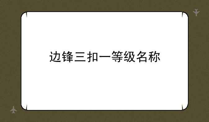 边锋三扣一等级名称