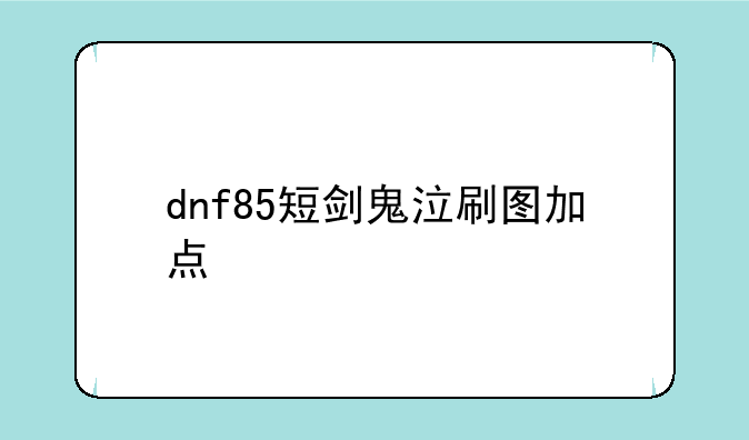 dnf85短剑鬼泣刷图加点