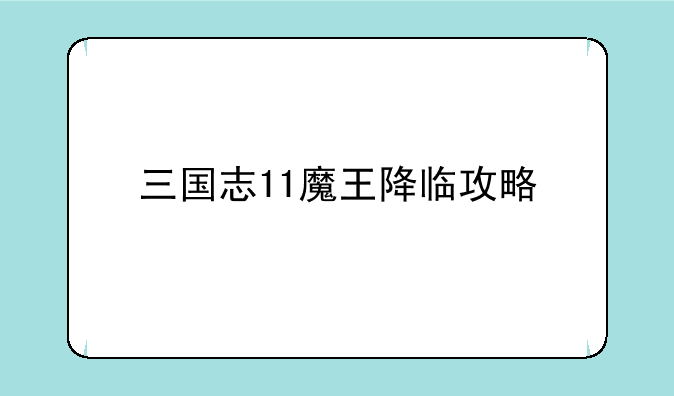 三国志11魔王降临攻略