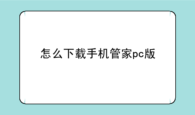 怎么下载手机管家pc版
