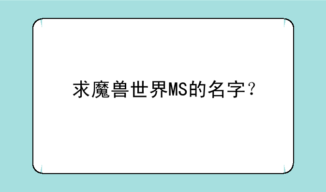 求魔兽世界MS的名字？