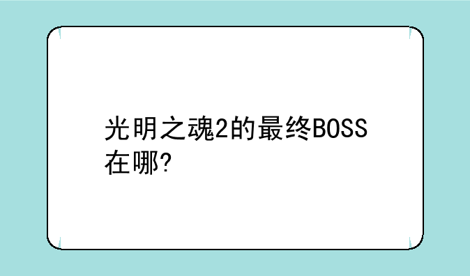 光明之魂2的最终BOSS在哪?