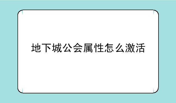 地下城公会属性怎么激活
