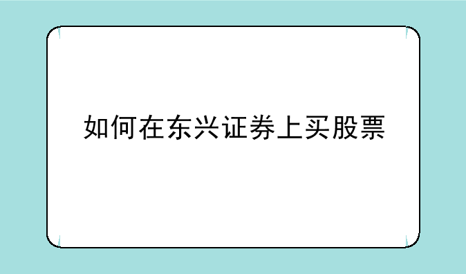 如何在东兴证券上买股票