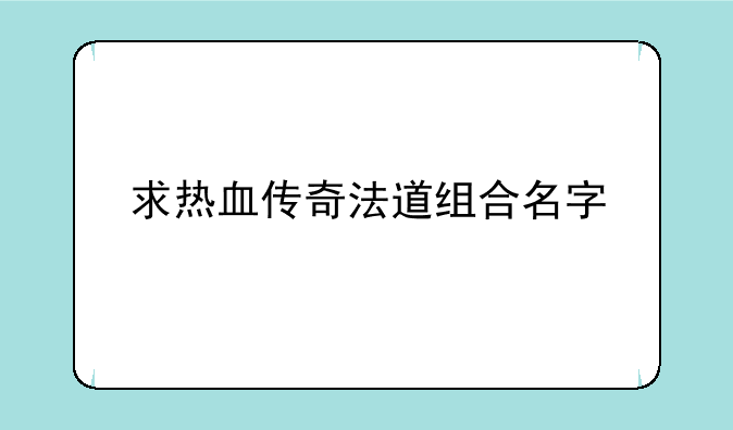 求热血传奇法道组合名字