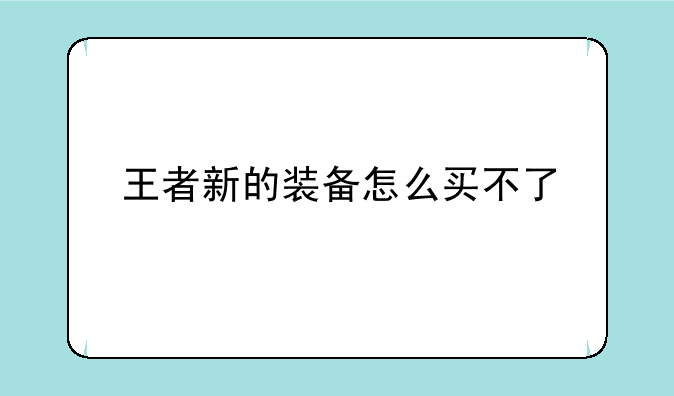 王者新的装备怎么买不了
