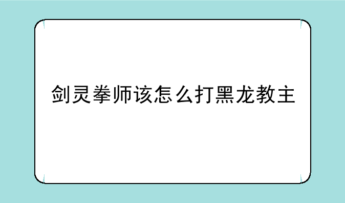 剑灵拳师该怎么打黑龙教主