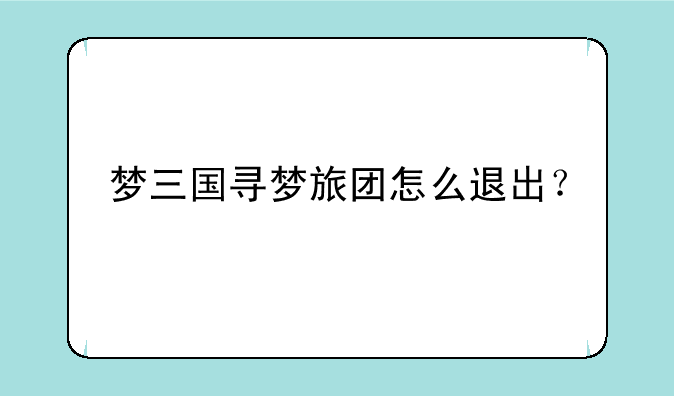 梦三国寻梦旅团怎么退出？