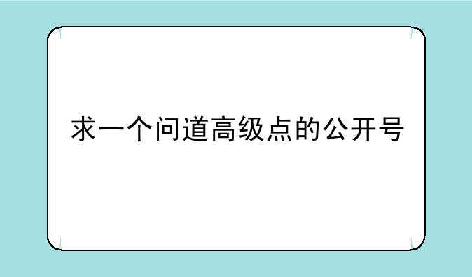 求一个问道高级点的公开号