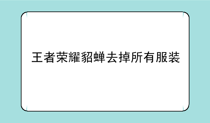 王者荣耀貂蝉去掉所有服装