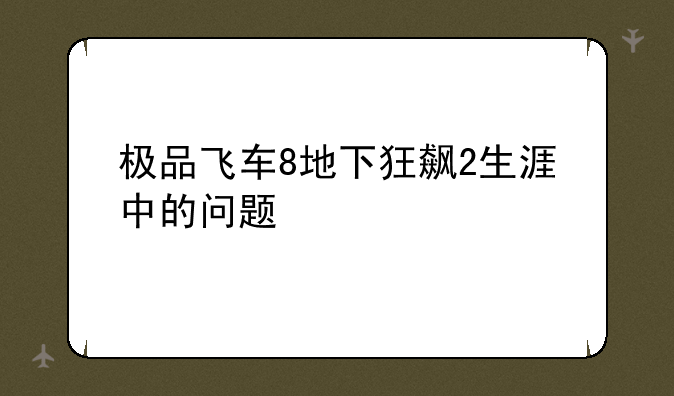 极品飞车8地下狂飙2生涯中的问题