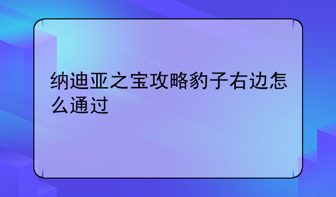 纳迪亚之宝攻略豹子右边怎么通过