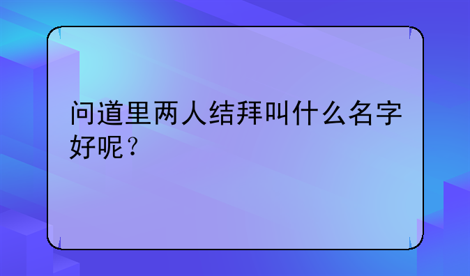 问道里两人结拜叫什么名字好呢？