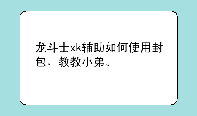 龙斗士xk辅助如何使用封包，教教小弟。