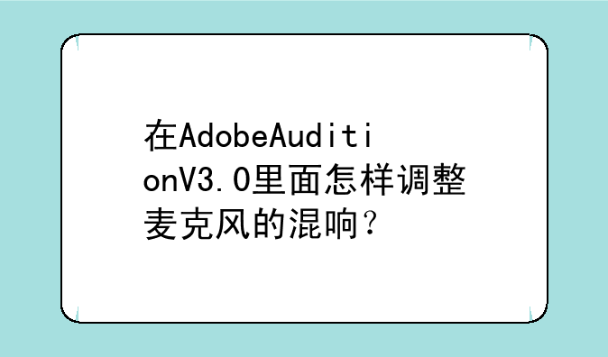 在AdobeAuditionV3.0里面怎样调整麦克风的混响？