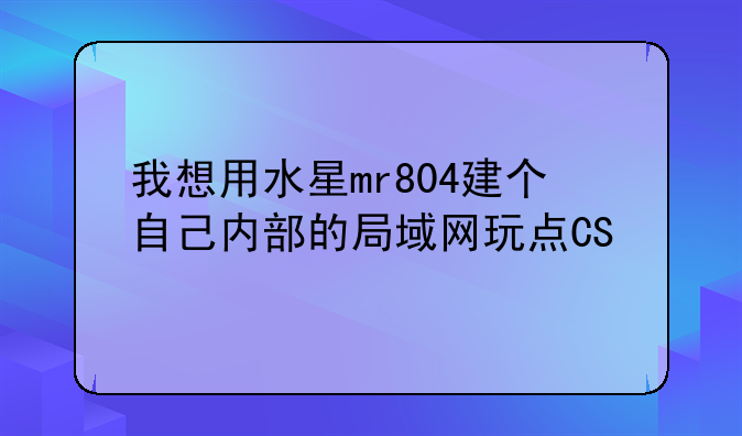 我想用水星mr804建个自己内部的局域网玩点CS\红色警界的小游戏怎么设置路由器呢？最好说的细点！