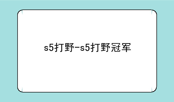 s5打野-s5打野冠军