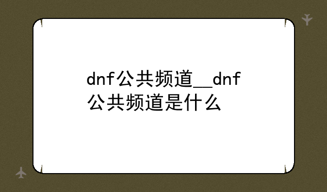 dnf公共频道__dnf公共频道是什么