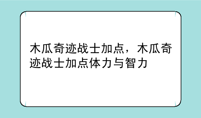 木瓜奇迹战士加点，木瓜奇迹战士加点体力与智力