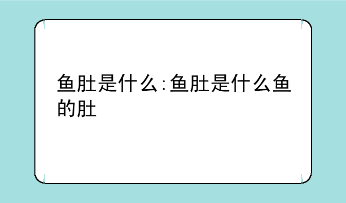 鱼肚是什么:鱼肚是什么鱼的肚