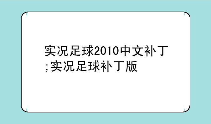 实况足球2010中文补丁;实况足球补丁版