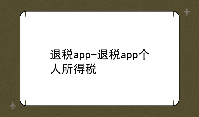 退税app-退税app个人所得税